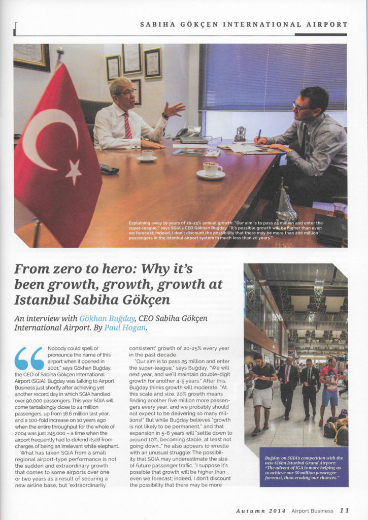 Airport Business, 2014. Photo highlights around the interview of Gökhan Buday, CEO of Sabiha Gökçen International Airport in Istanbul (Turkey).