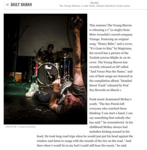 Couverture photo du groupe stanbouliote post-punk "The Young Shaven". Publication sur le quotidien national turc en langue anglaise Daily Sabah,  le 3 mars 2017. © Grégory Dziedzic Photography