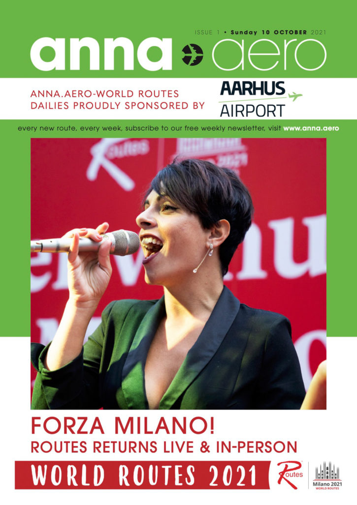 Three Anna Aero daily published in October 2021 during the Airport Routes trade show. Front cover shots. Milan, October 2021.